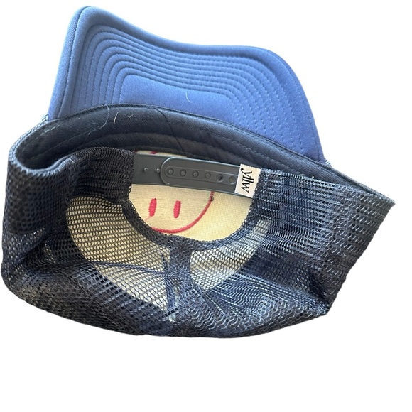 Yellow The Label Smiley Hat Navy Blue NWOT O/S Adjustable - Picture 2 of 2